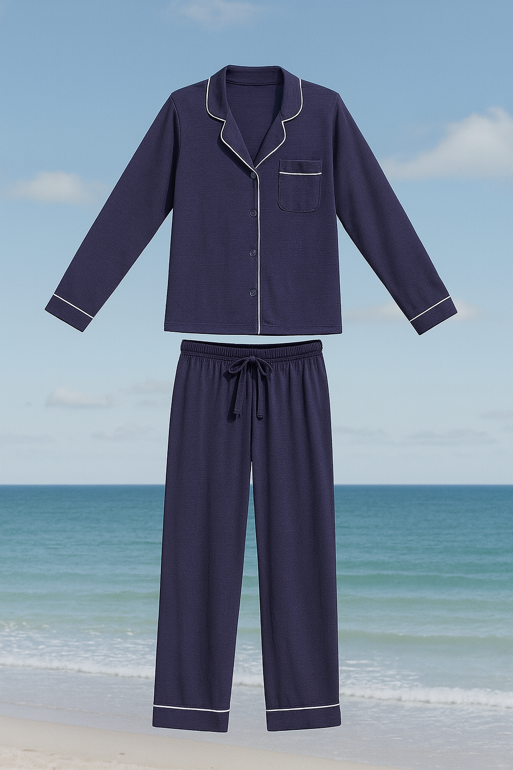 סט פיג׳מה כחולה - ארוכה